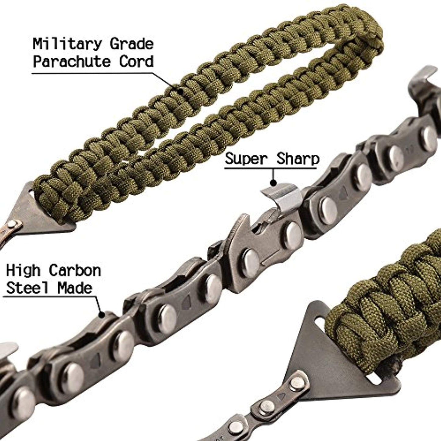 Pocket Chainsaw with Paracord Handle (24inch-11teeth) / (36inch-16teeth) Emergency Outdoor Survival Gear Folding Chain Hand Saw Fast Wood & Tree Cutting Best for Camping Backpacking Hiking Hunting - Ranger Rags