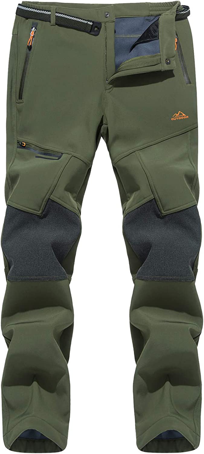 TACVASEN 4 Season Breathable Mens Tactical Pants Fishing Hiking Camping  Waterproof No Fleece Pants Zipper Pocket