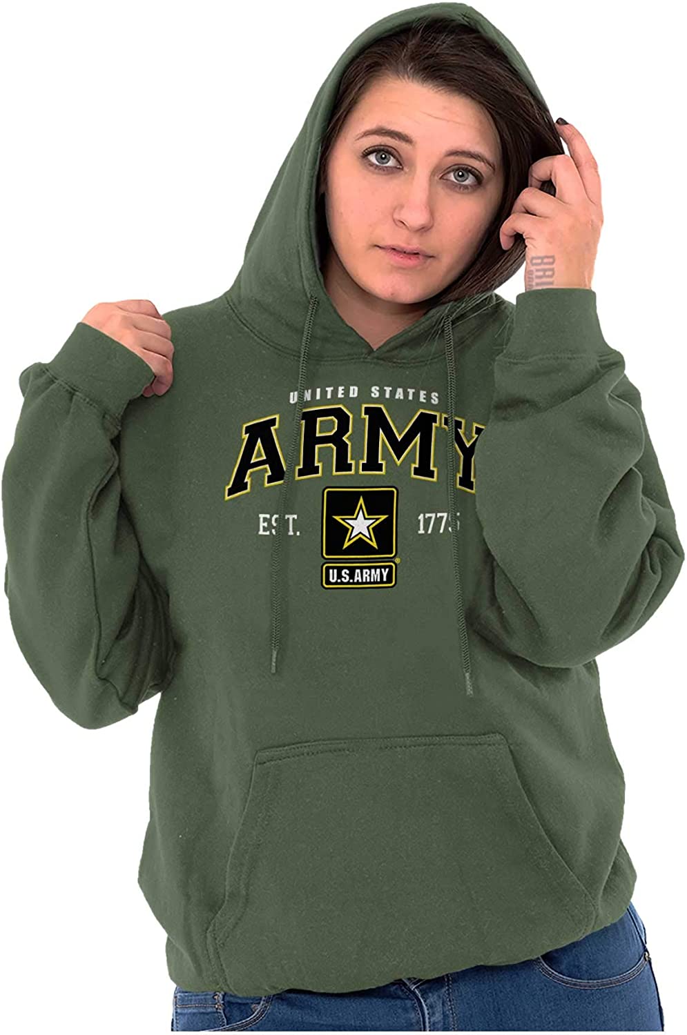 Brisco Brands US Army Pride United States Military Hoodie Sweatshirt Women  Men