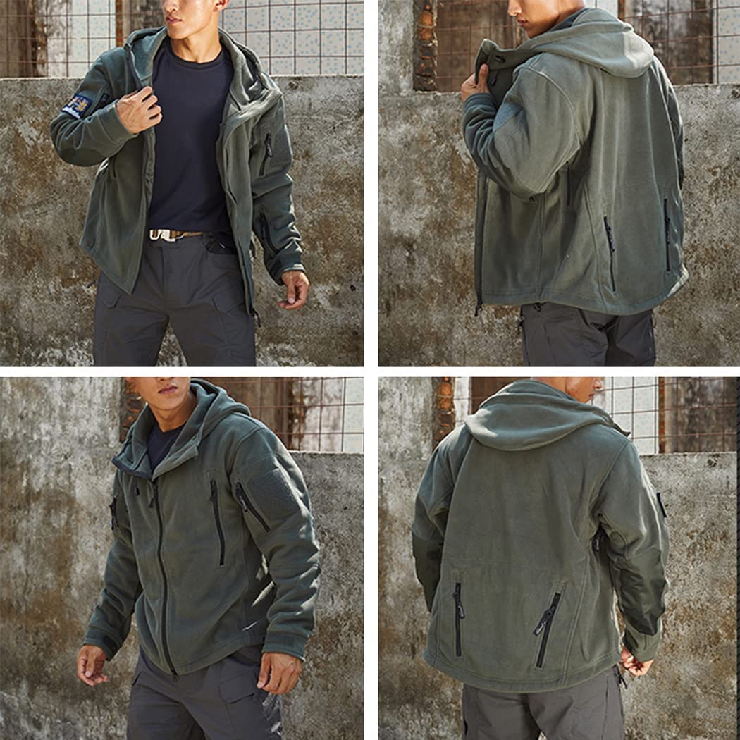 Men's Tactical Fleece Jacket Warm Winter Sport Outdoor Hooded Combat  Military Jacket Coat